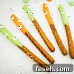 spooky pretzel rods with eyes