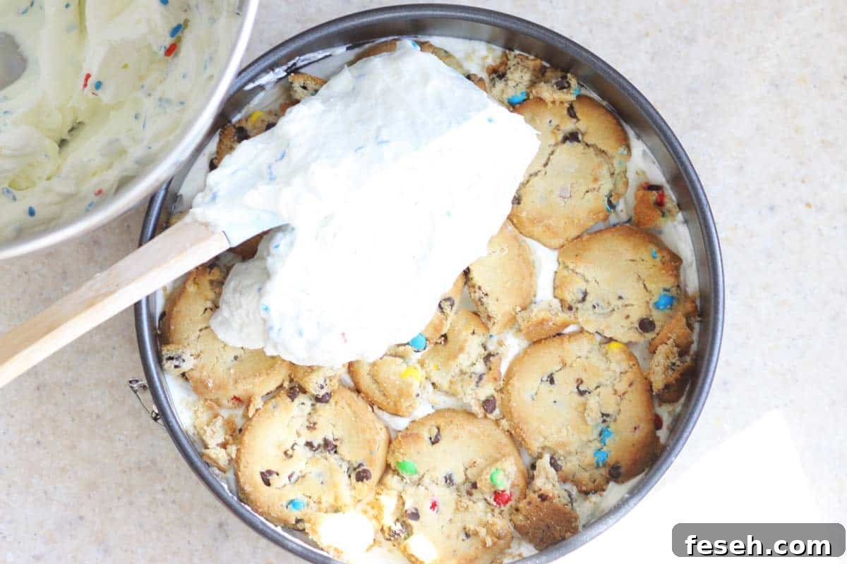Patriotic 4th of July Icebox Cake Recipe for Summer Parties 7 layers of cookies and whipped cream in a springform cake pan