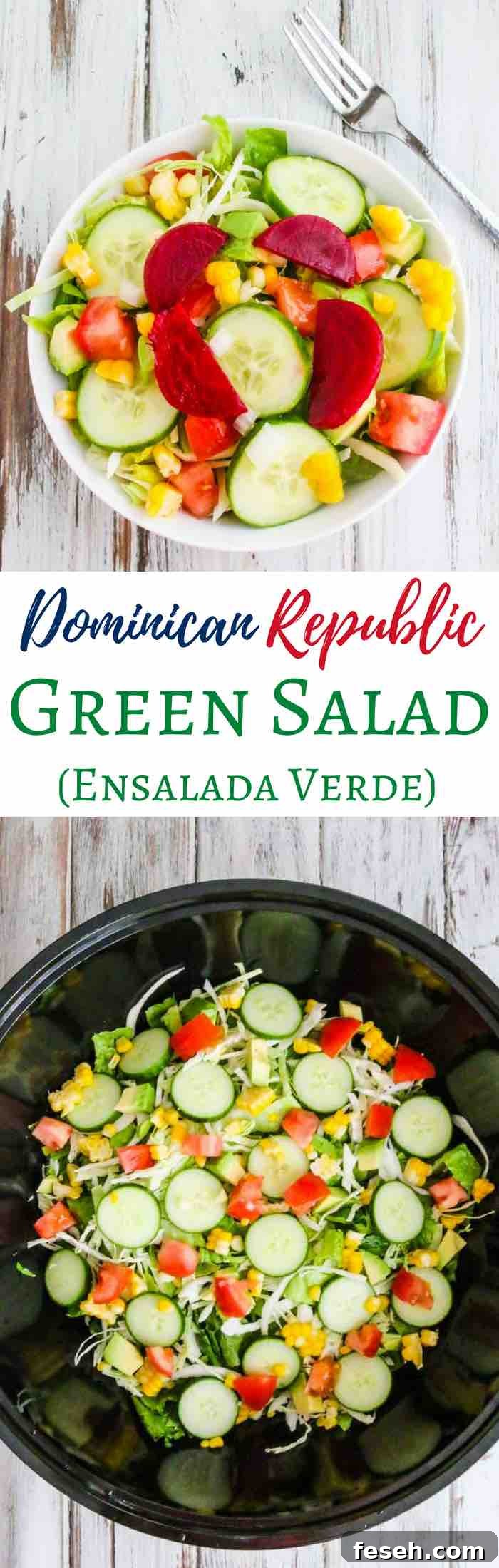 Dominican Republic Green Salad - simple, healthy delicious salad with sweet corn