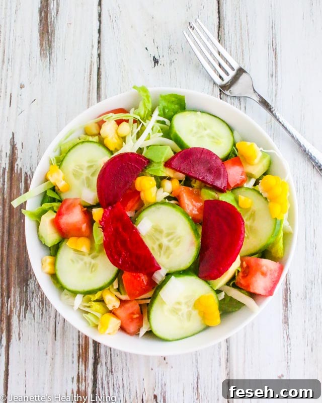 Dominican Republic Green Salad - simple, healthy delicious salad with sweet corn