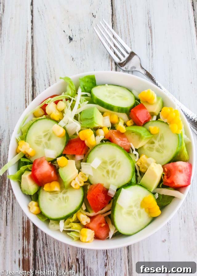Dominican Republic Green Salad - simple, healthy delicious salad with sweet corn