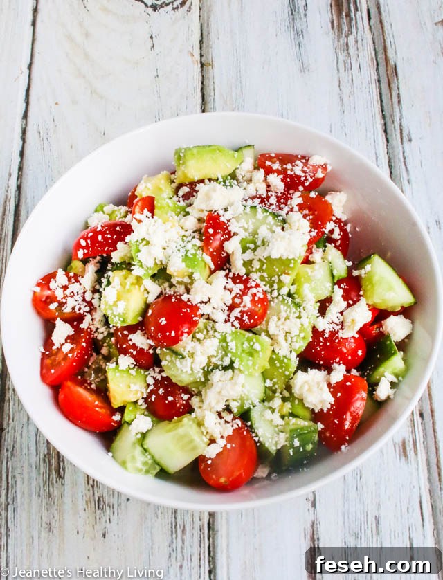 Avocado Tomato Cucumber Salad - simple, delicious, healthy summer salad for lunch or dinner