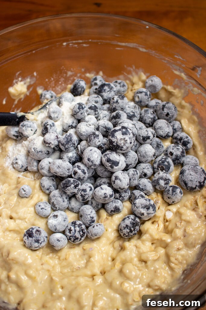 Blueberries coated in flour