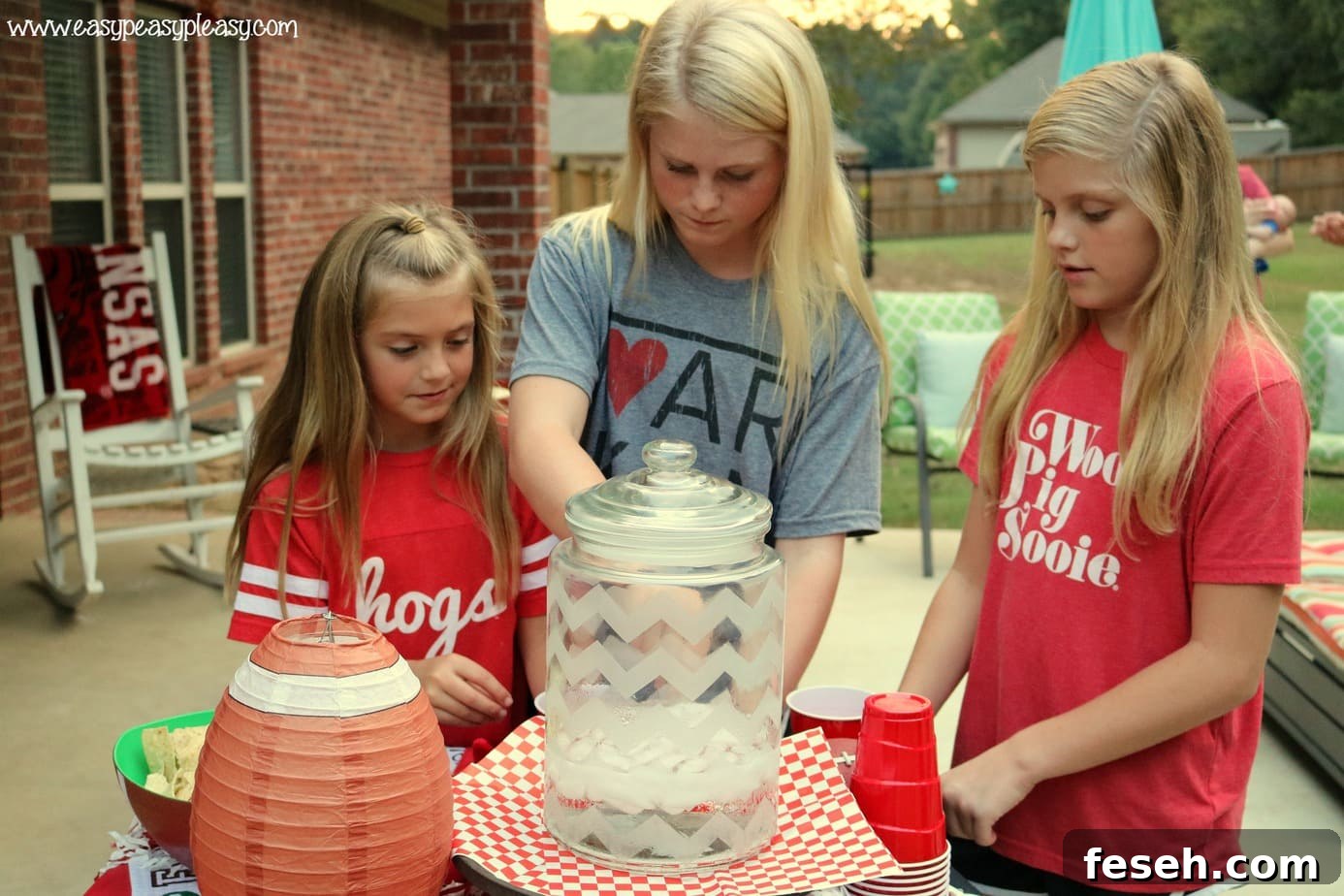 Set up a hydration station for the kids on game day.