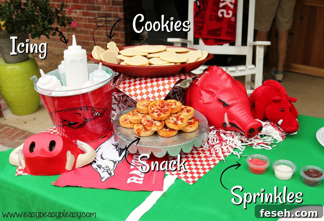 Cookie decorating station and snack for kids so you can watch the big game.
