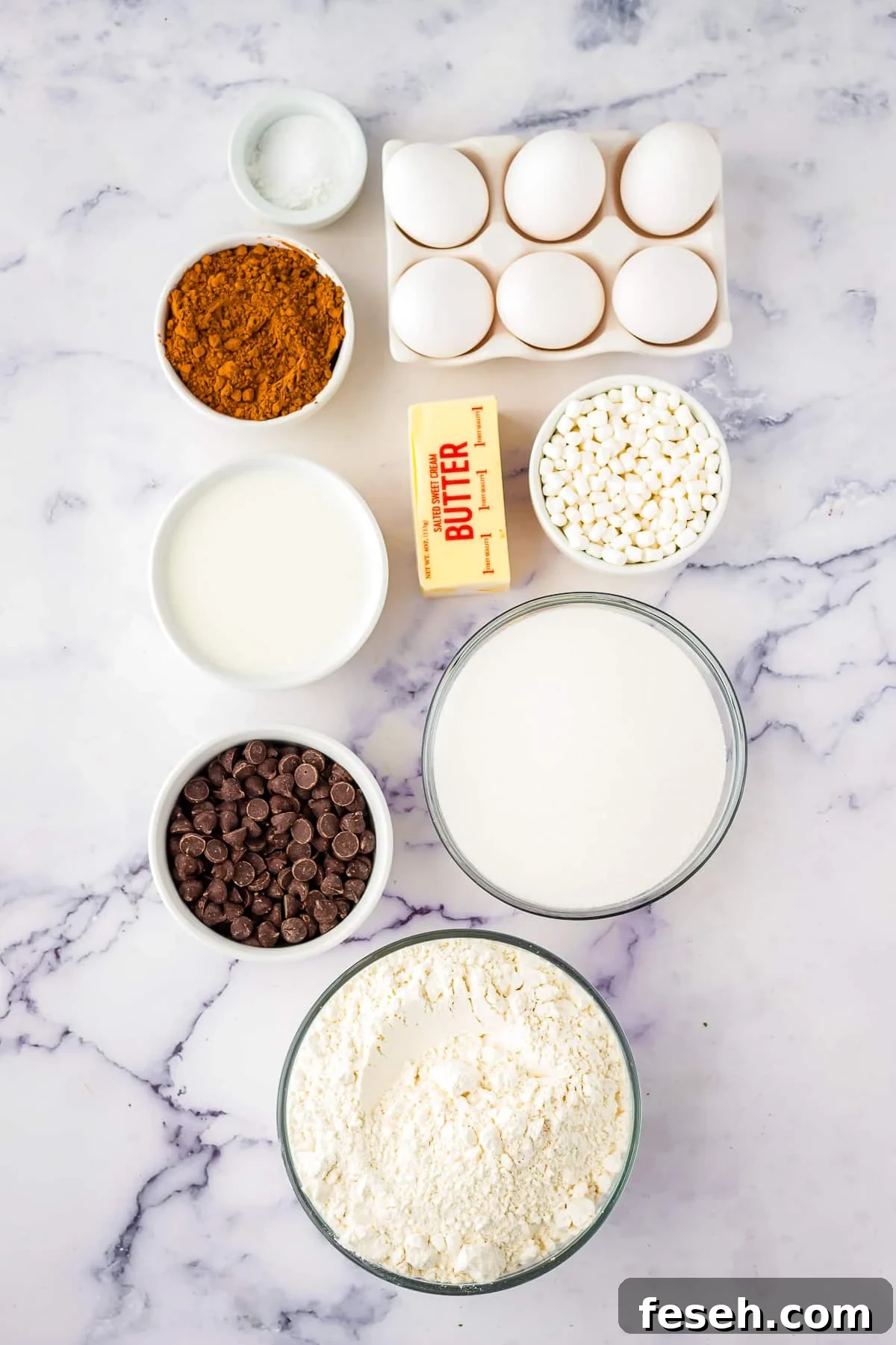Ingredients needed to make a Hot Chocolate Cake.