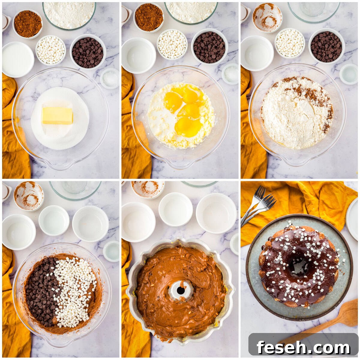 Step by step photos on how to make a Hot Chocolate Cake.