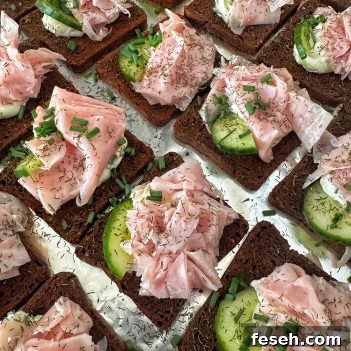 Shaved ham snacks with cucumber cream cheese