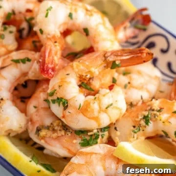 Sheet Pan Shrimp with butter, garlic, parsley and lemon.