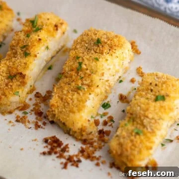 Parmesan Crusted Halibut on a baking sheet.