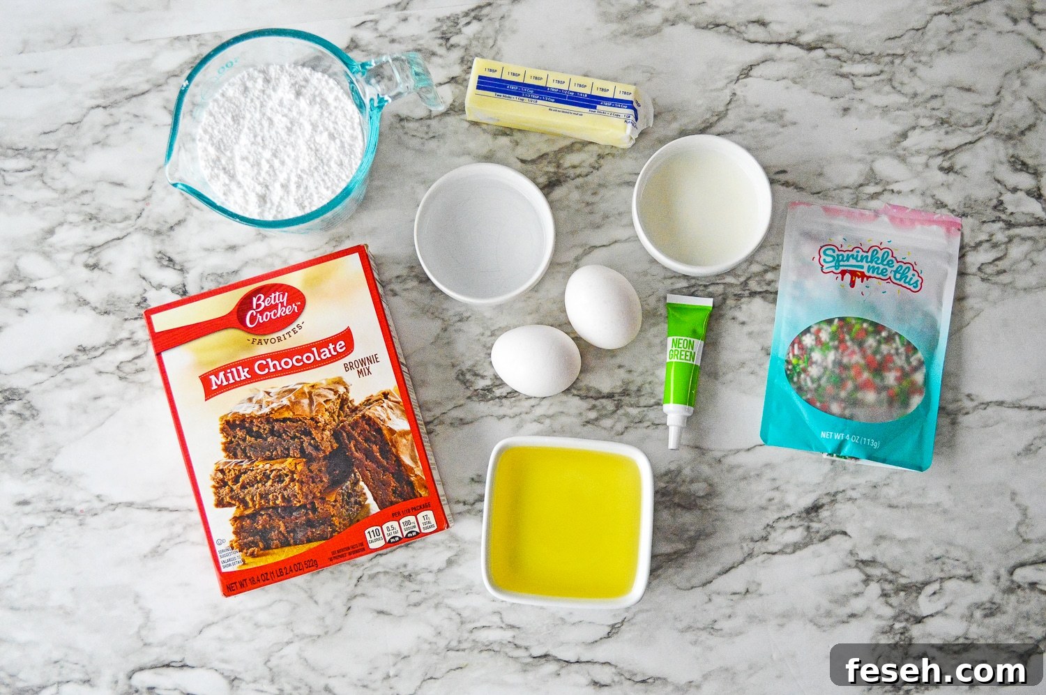 ingredients for Christmas tree brownies