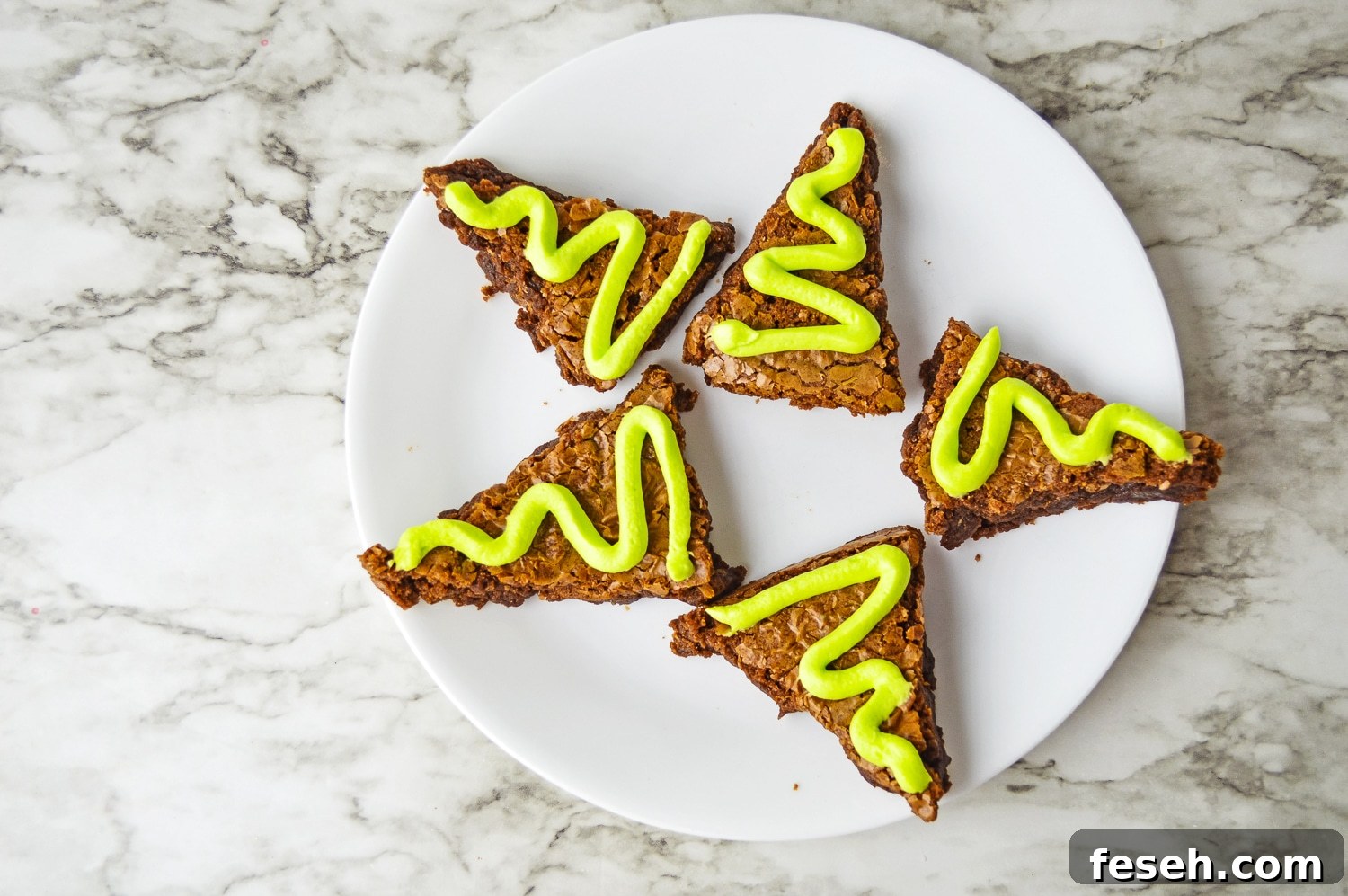 brownies cut into Christmas trees