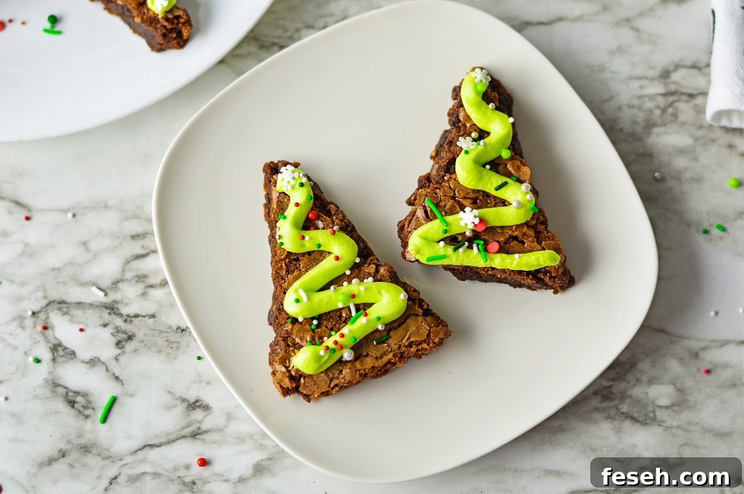 decorated Christmas tree brownies