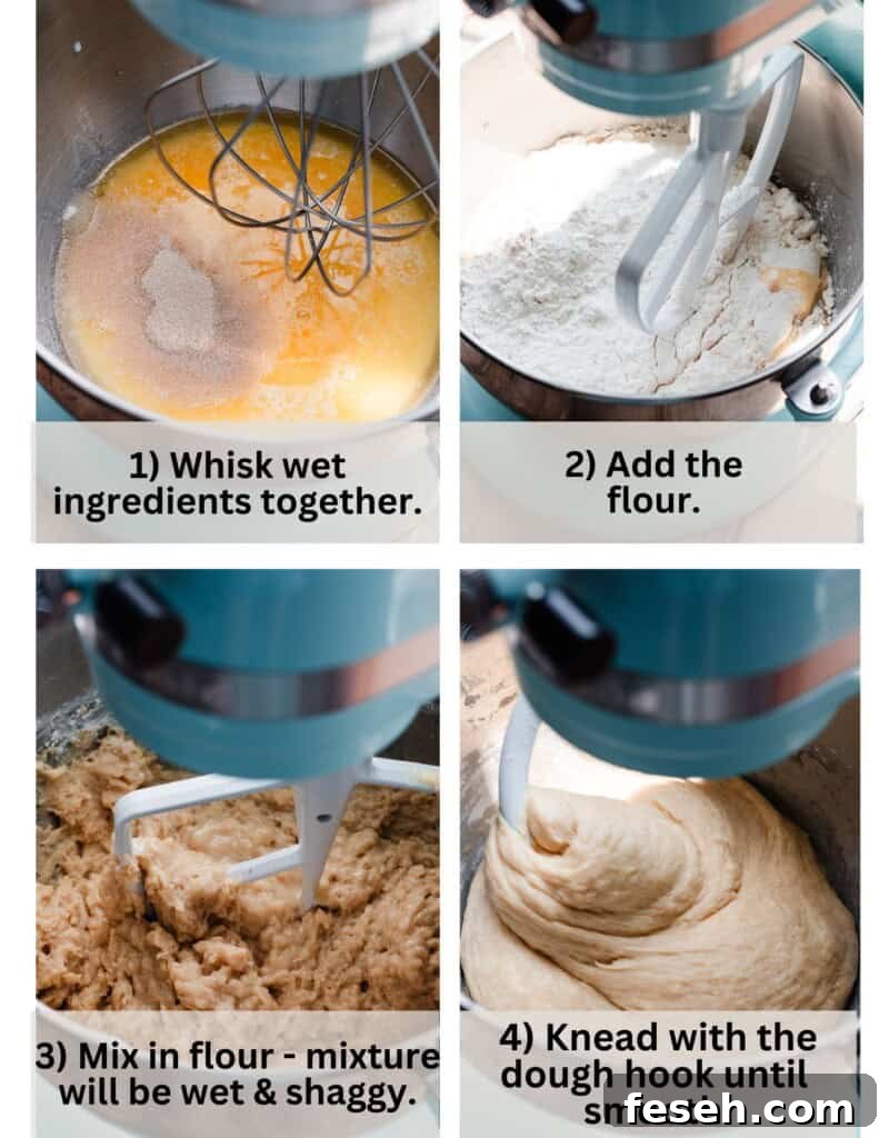 Four images of the dough being made.