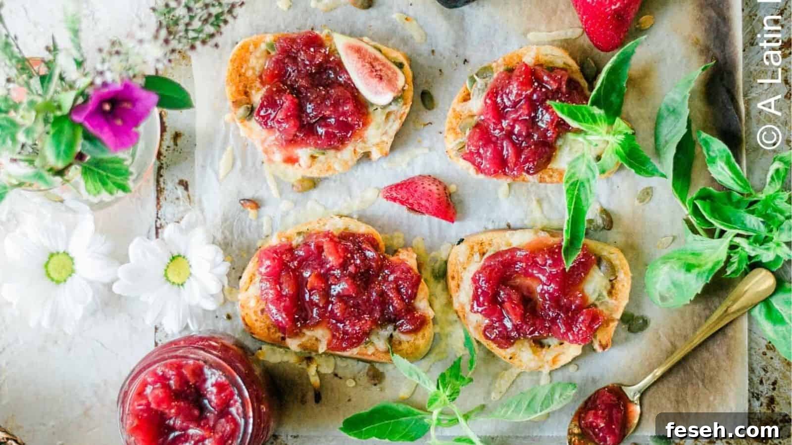 15-minute Crostini with Cheese and Strawberry-Fig Preserves