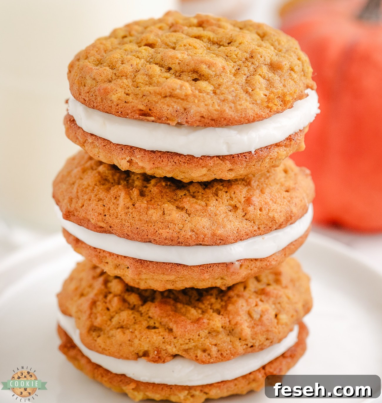 stack of pumpkin oat sandwich cookies