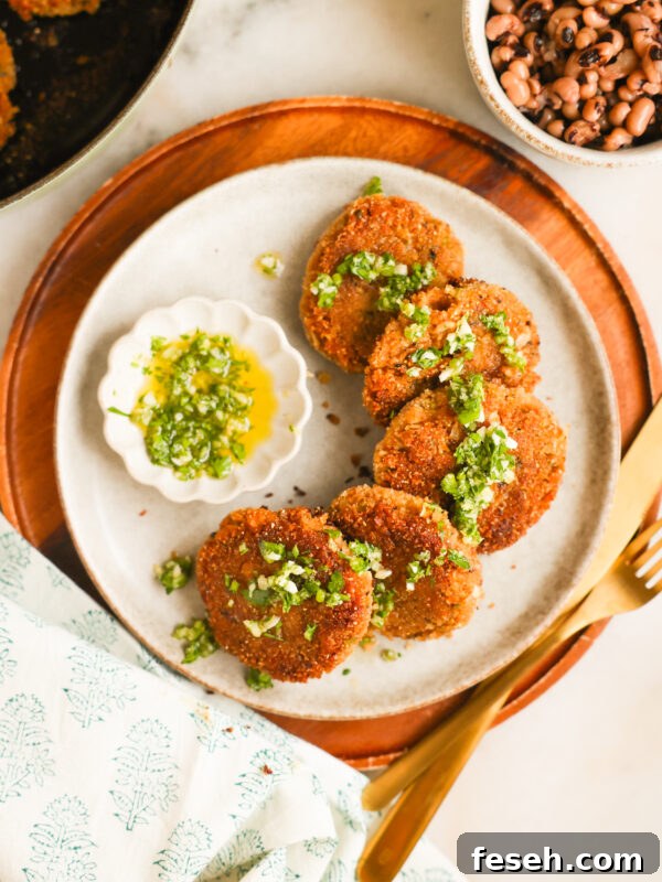 Black-eyed pea fritters on a plate.