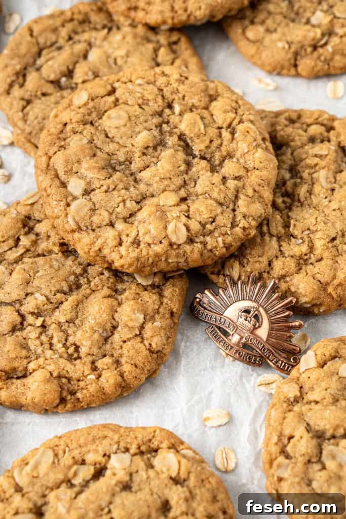 ANZAC biscuits with an Australian Military pin.