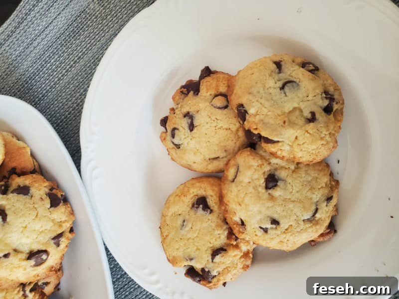 Chocolate Chip Cake Mix Cookies on a white plate