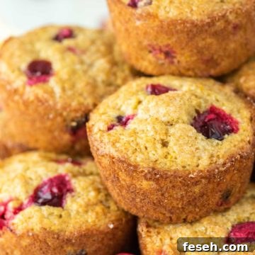 stack of cranberry orange muffins on white plate