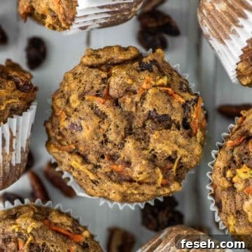 overhead shot of morning glory muffins on white board
