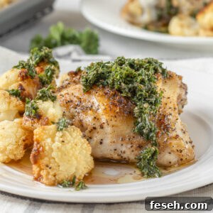 A plate of cajun chicken thighs and cauliflower ready to eat.