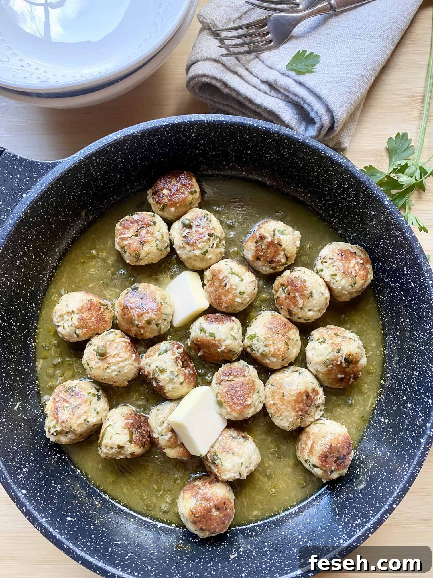 Lemony Chicken Piccata Meatballs