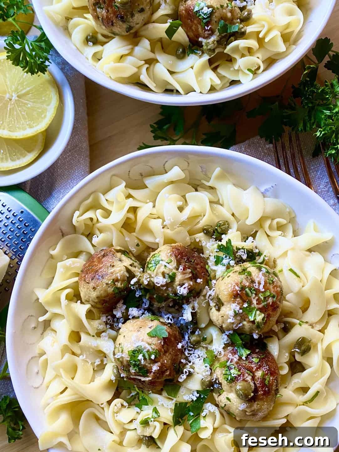 Lemony Chicken Piccata Meatballs