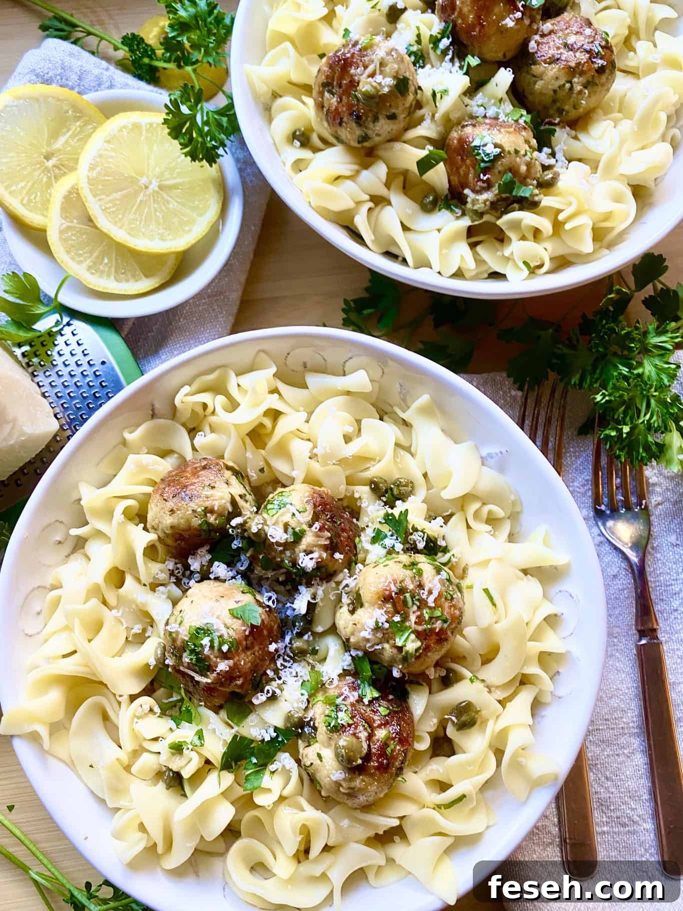 Lemony Chicken Piccata Meatballs