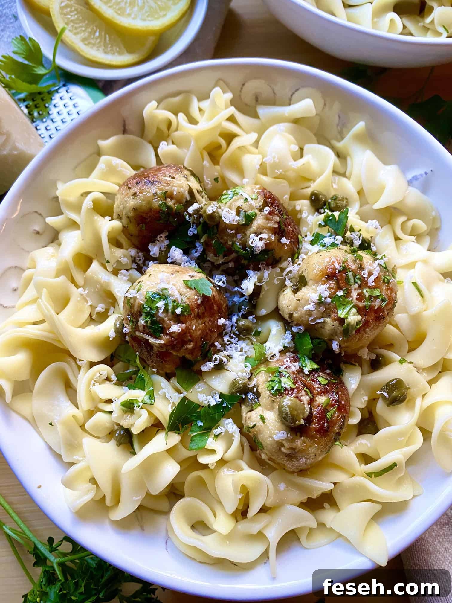 Lemony Chicken Piccata Meatballs
