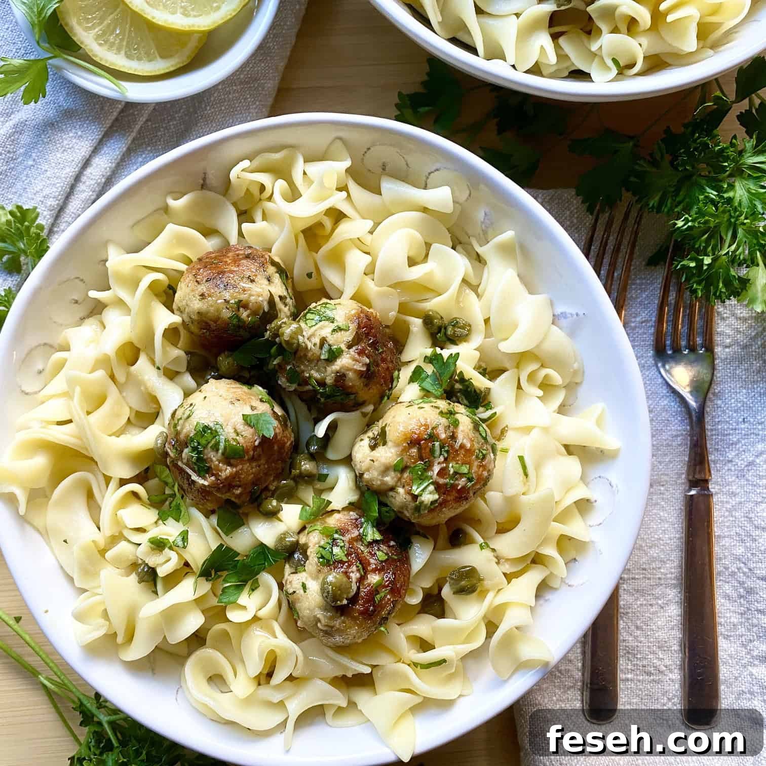 Lemony Chicken Piccata Meatballs