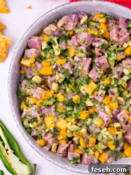 large bowl with tuna ceviche