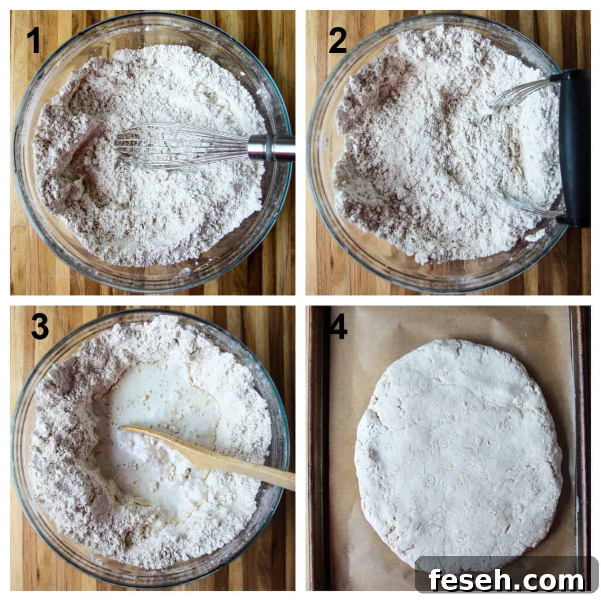 The first four steps of the recipe process.