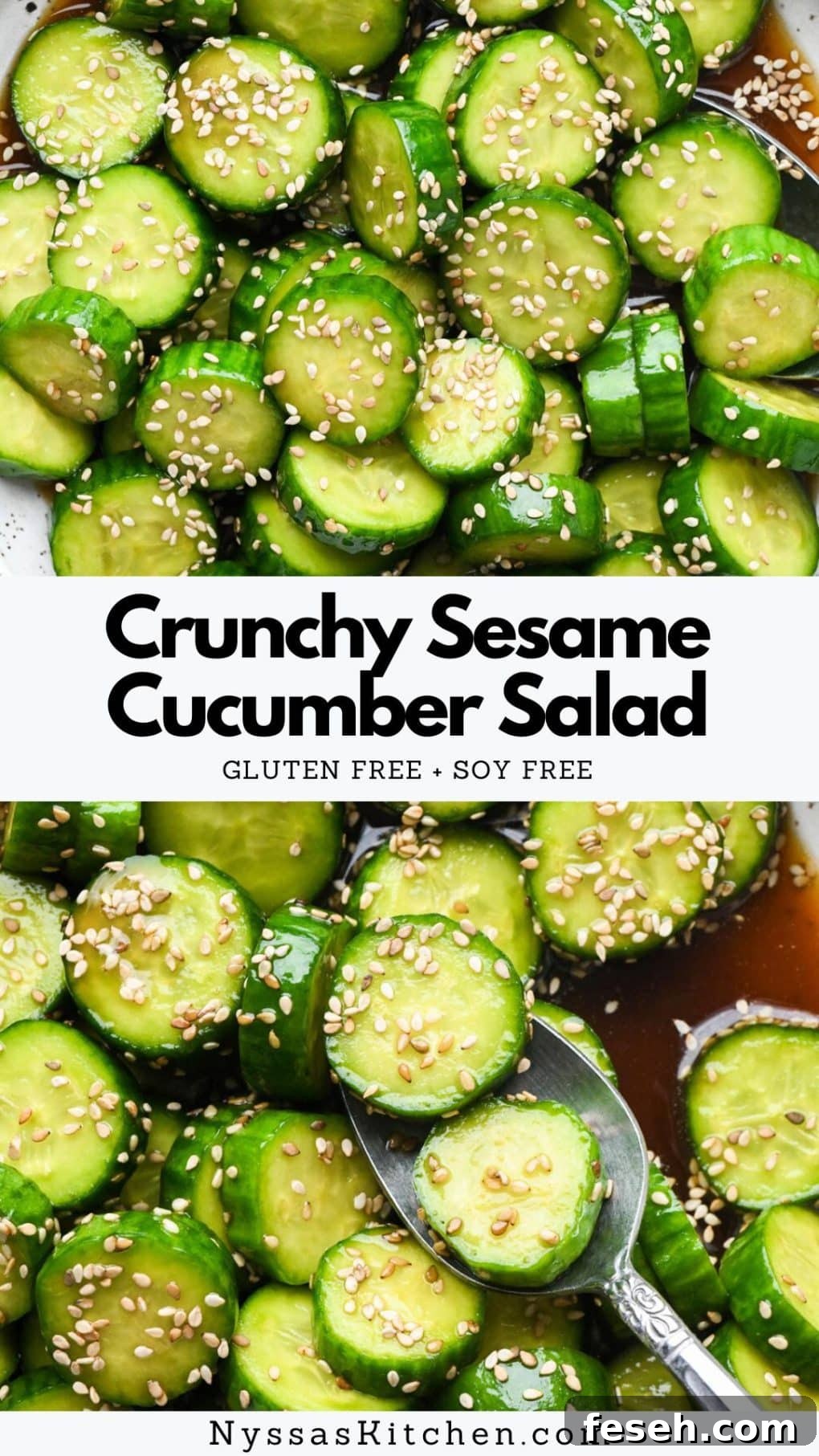Pinterest pin for Crunchy Sesame Cucumber Salad