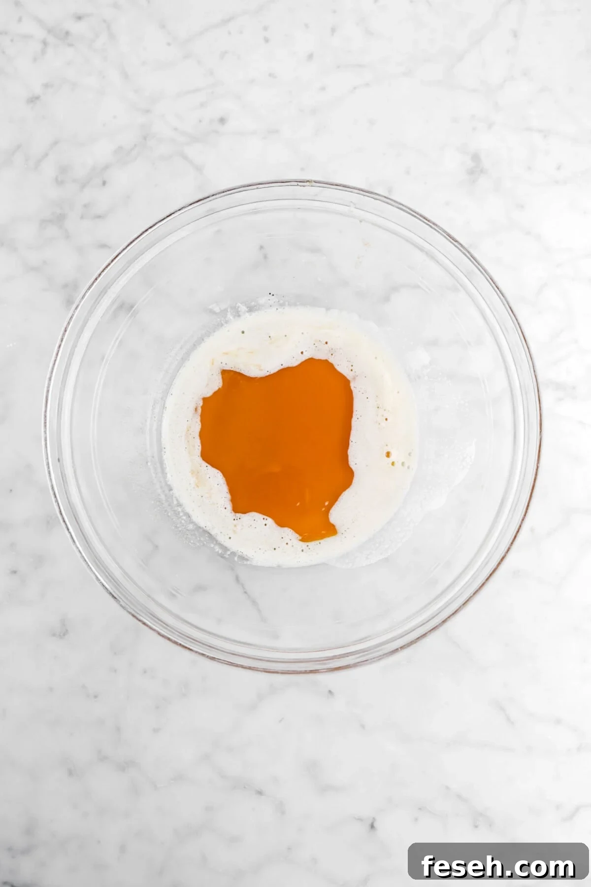 browned butter in large glass bowl.