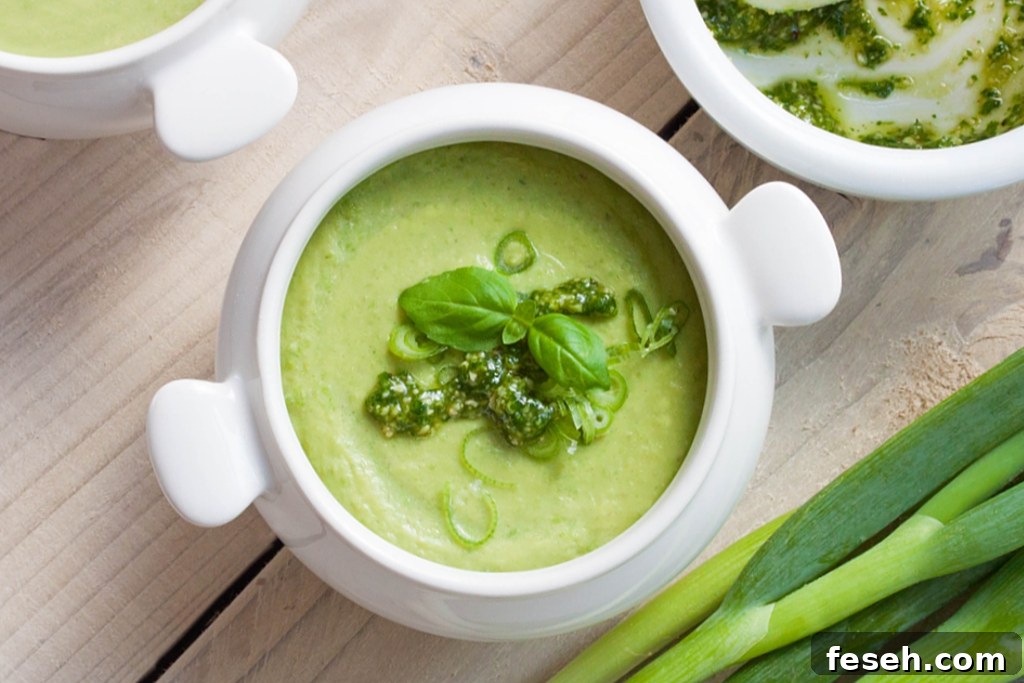 Quick and Easy Pea Soup with Basil Pesto