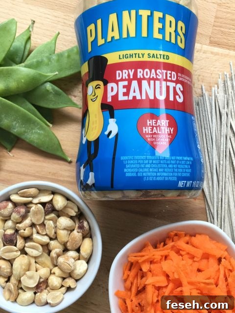 Soba Noodles with Peanuts, Carrots, and Snow Peas via LizsHealthyTable.com