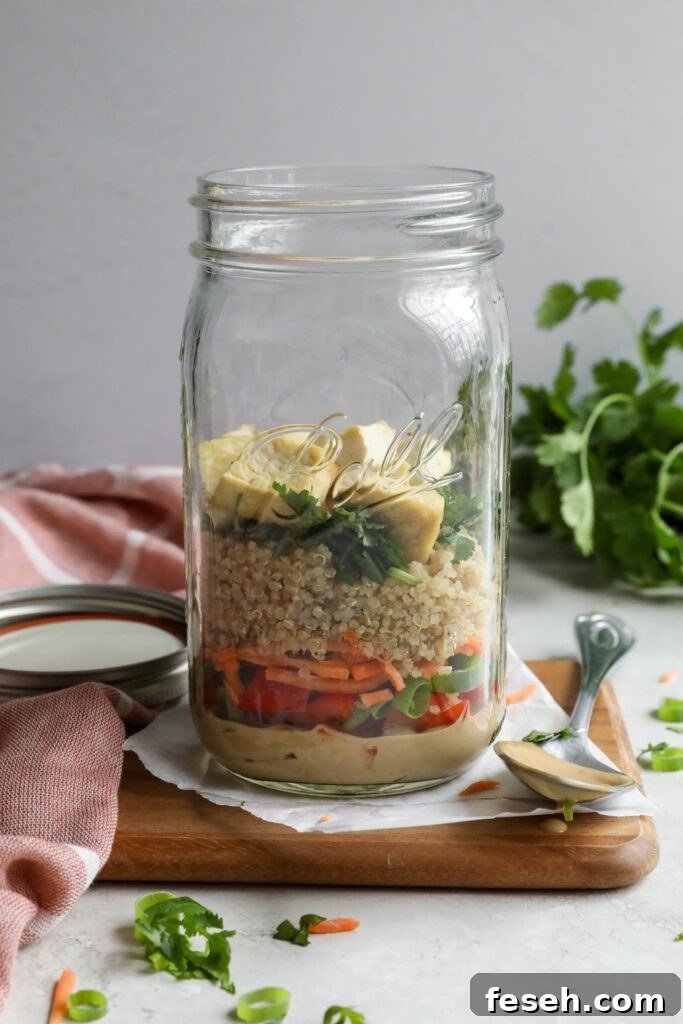 Thai Mason Jar Salads with cilantro in background 