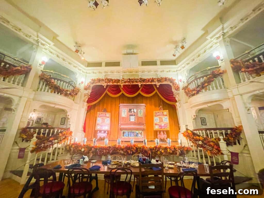 stage with organ playing music during dinner.