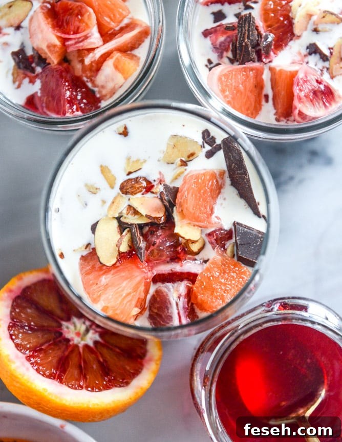 winter vanilla chia pudding with blood orange syrup and dark chocolate I howsweeteats.com