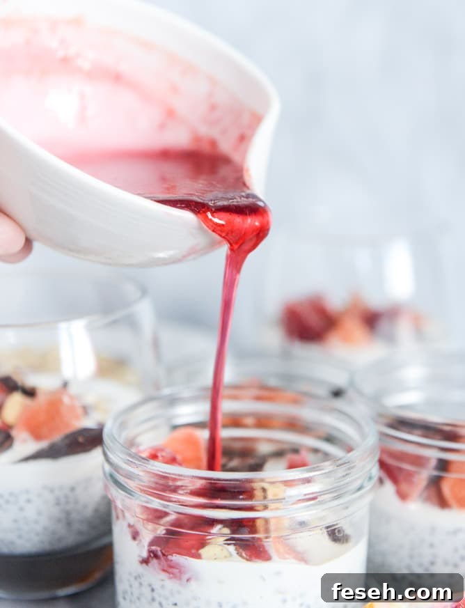 winter vanilla chia pudding with blood orange syrup and dark chocolate I howsweeteats.com