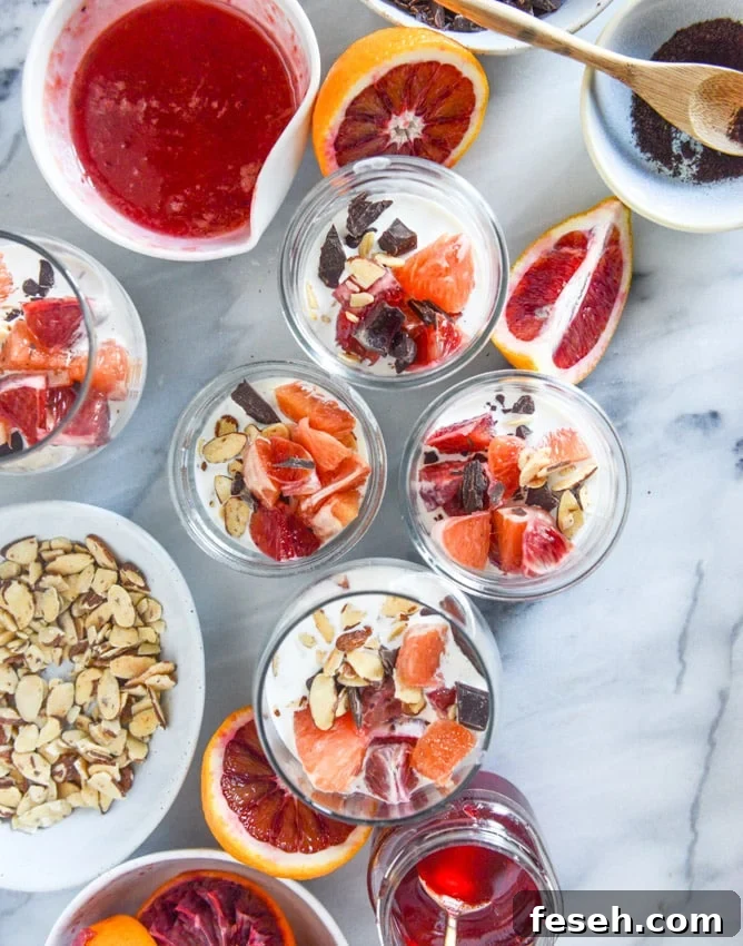 winter vanilla chia pudding with blood orange syrup and dark chocolate I howsweeteats.com