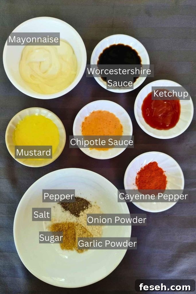 Ingredients for KFC sauce in bowls