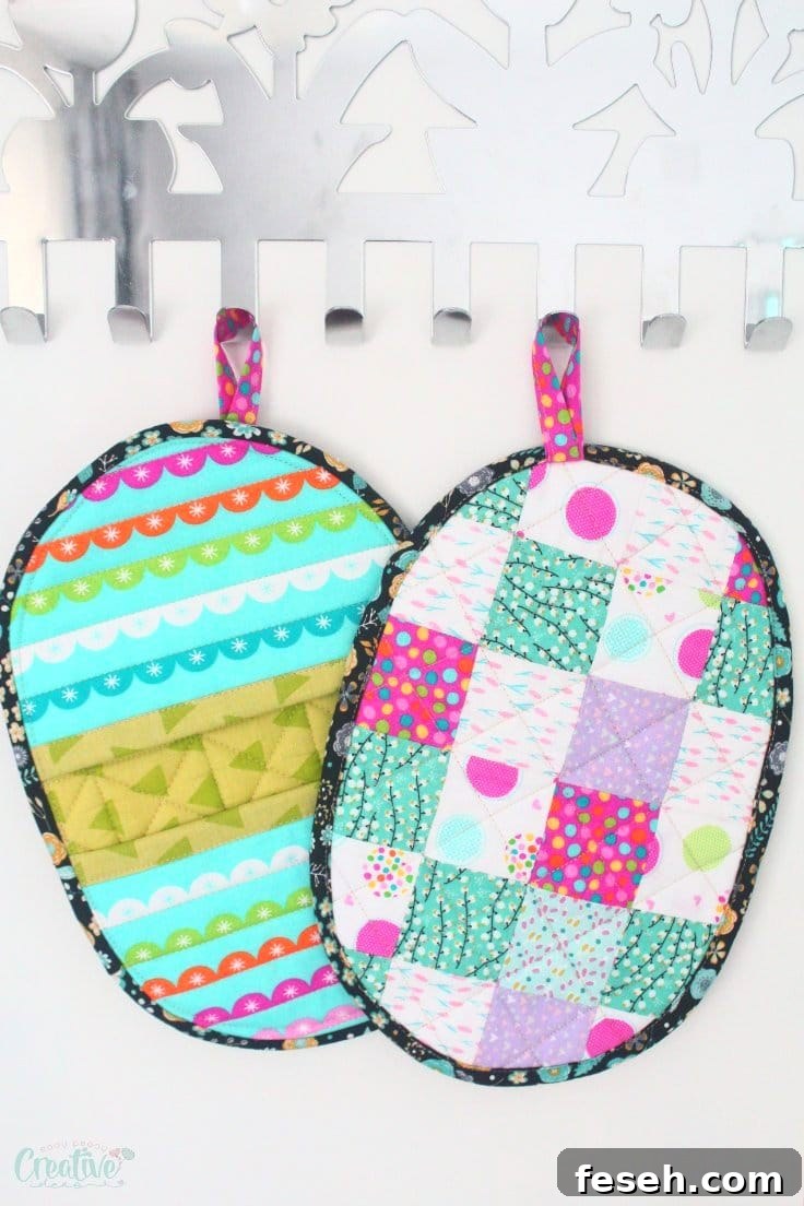 Patchwork potholders sewing pattern