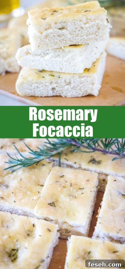 close up rosemary focaccia bread for pinterest