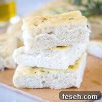 close up slices of focaccia bread