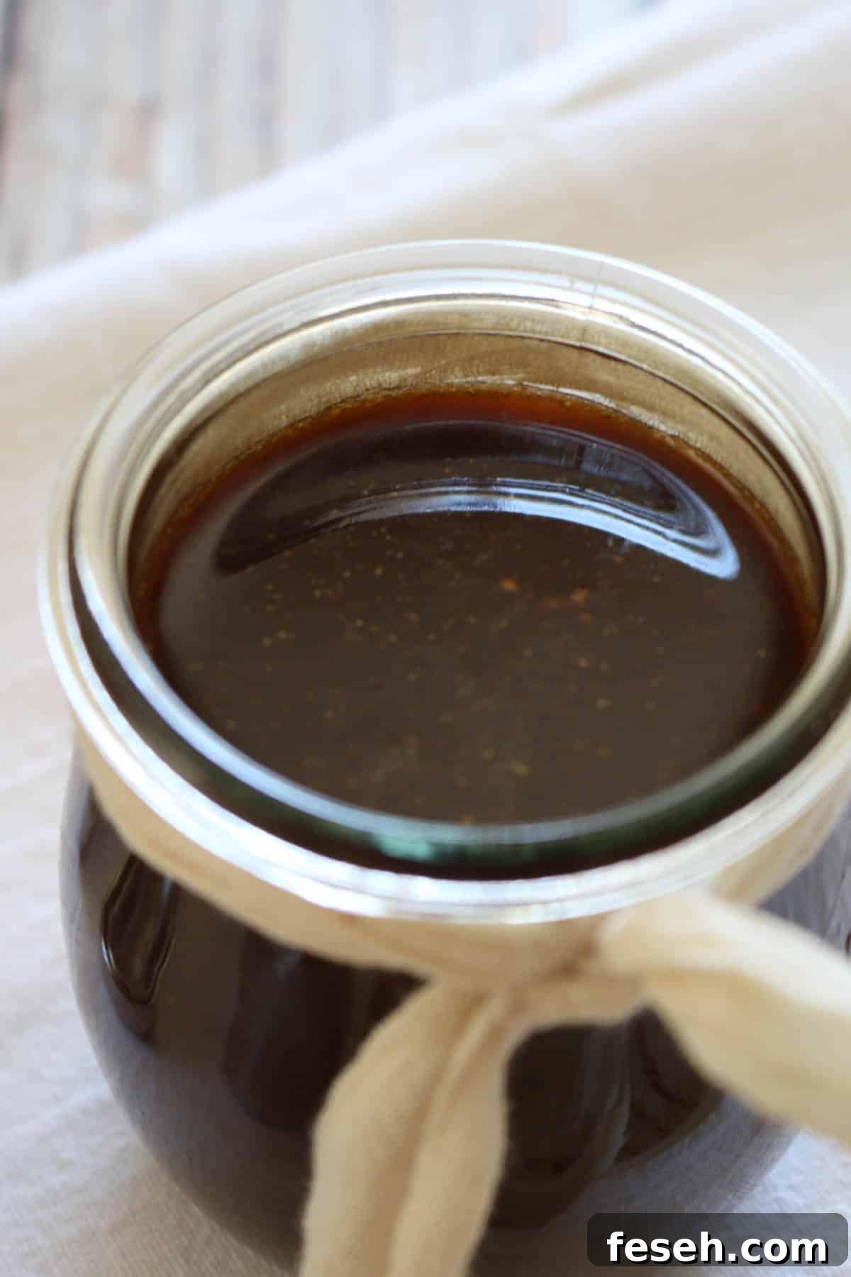 worcestershire sauce in weck tulip jar with bow.