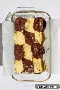marbling chocolate and regular banana bread