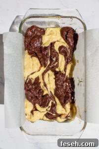 marble banana bread swirled