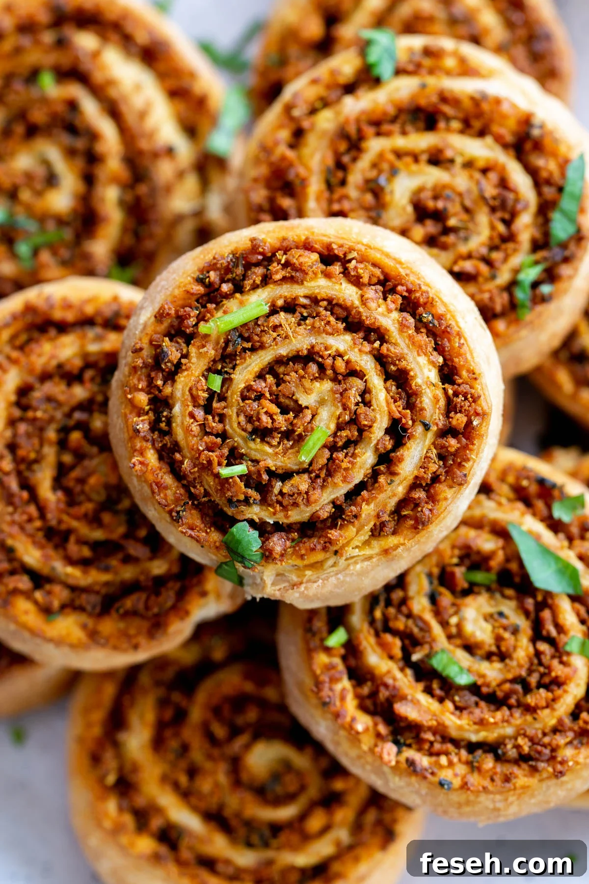 kachori pinwheels on a serving platter